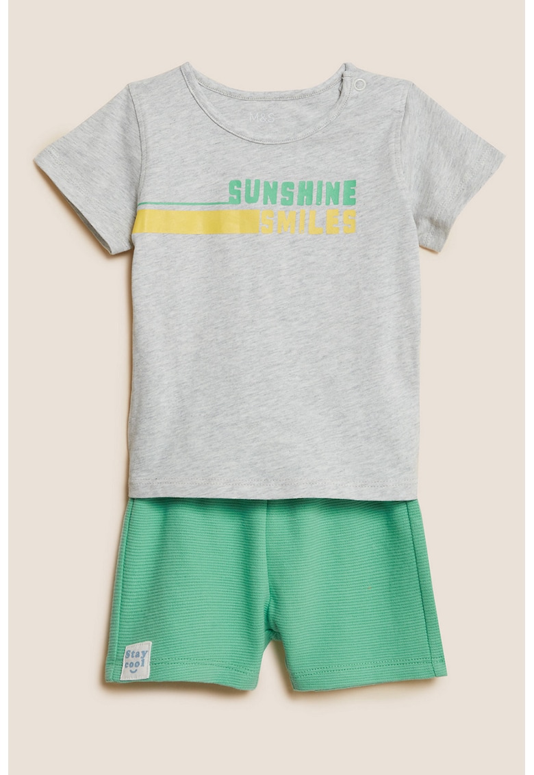Set de tricou si pantaloni scurti cu imprimeu