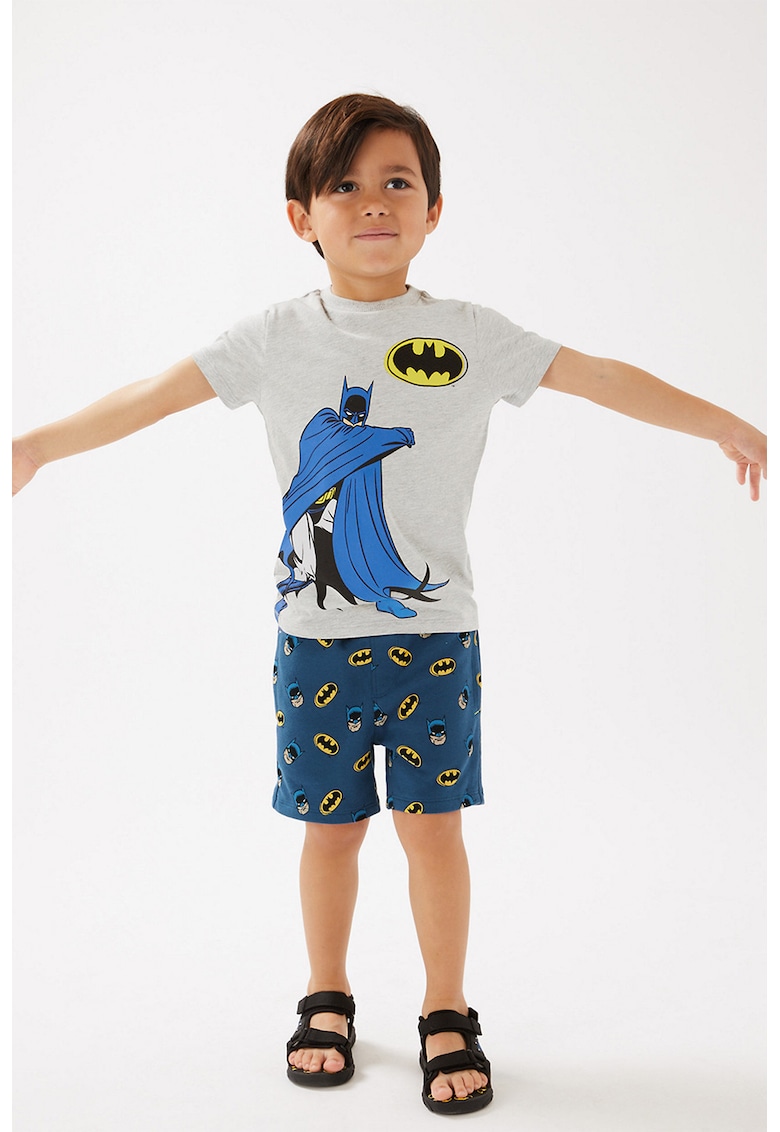 Set de tricou si pantaloni scurti cu imprimeu Batman ANSWEAR