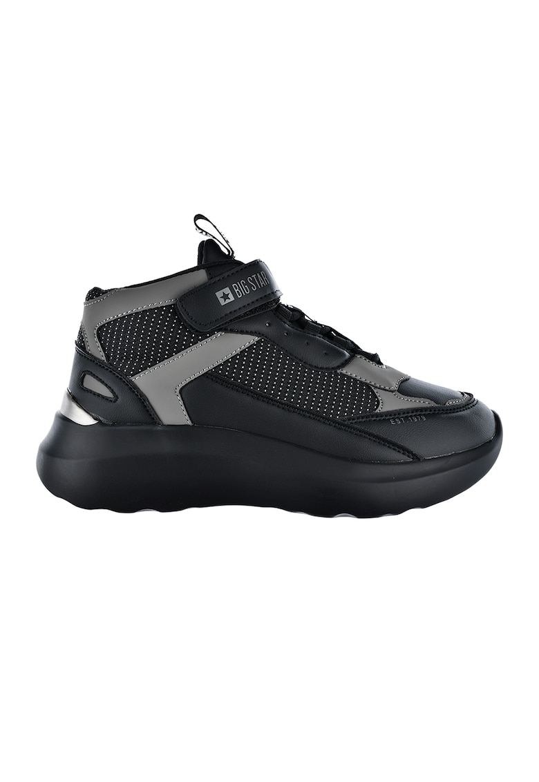 Pantofi sport din piele ecologica cu talpa wedge si segment cu inchidere velcro