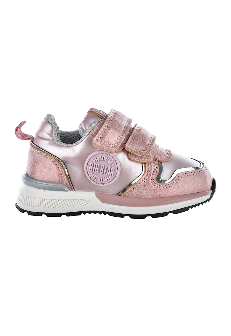 Pantofi sport din piele ecologica cu inchidere velcro - Roz prafuit