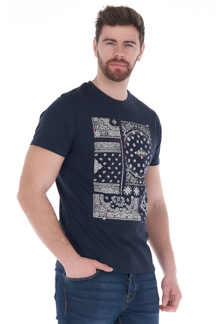 Tricou barbat - cu imprimeu pe piept - albastru