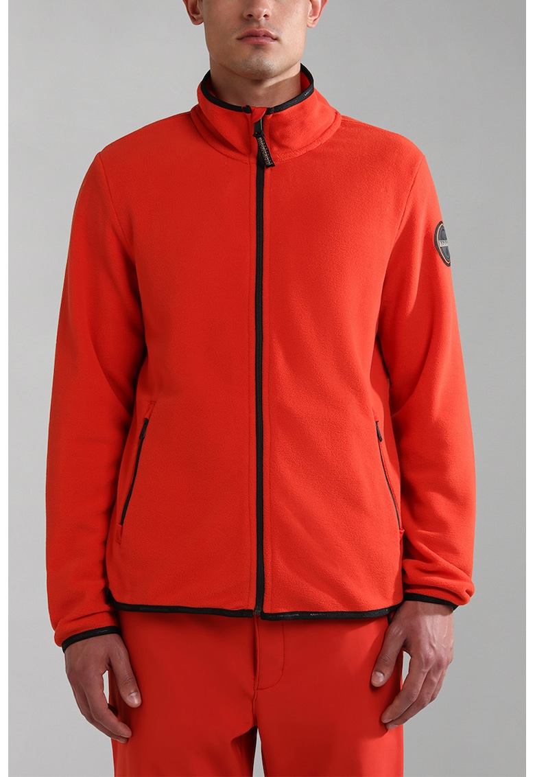 Bluza sport din fleece cu fermoar si logo