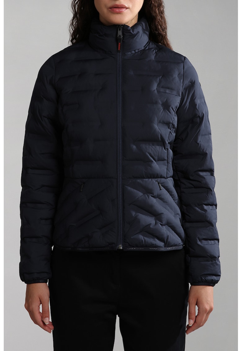 Geaca matlasata cu guler mediu - Bleumarin