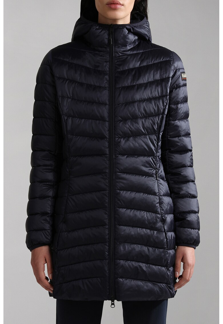 Geaca lunga regular fit cu aspect matlasat Aerons - Negru