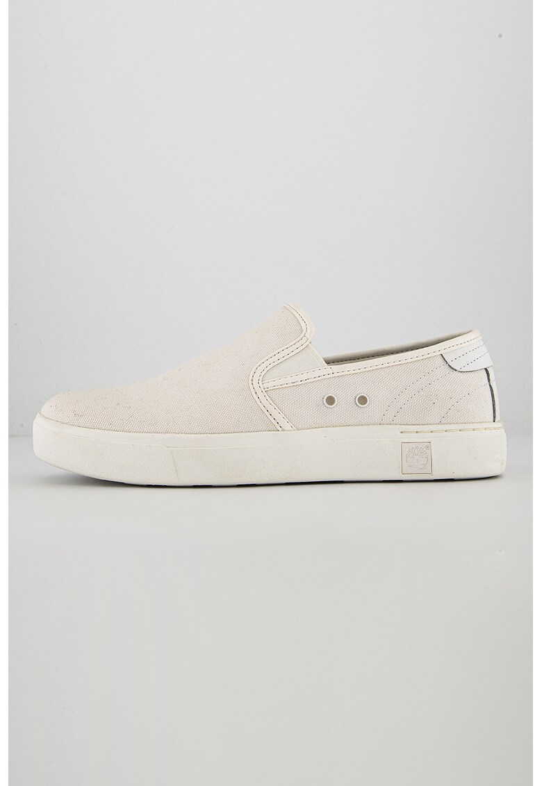 Pantofi slip-on de material textil cu garnituri de piele