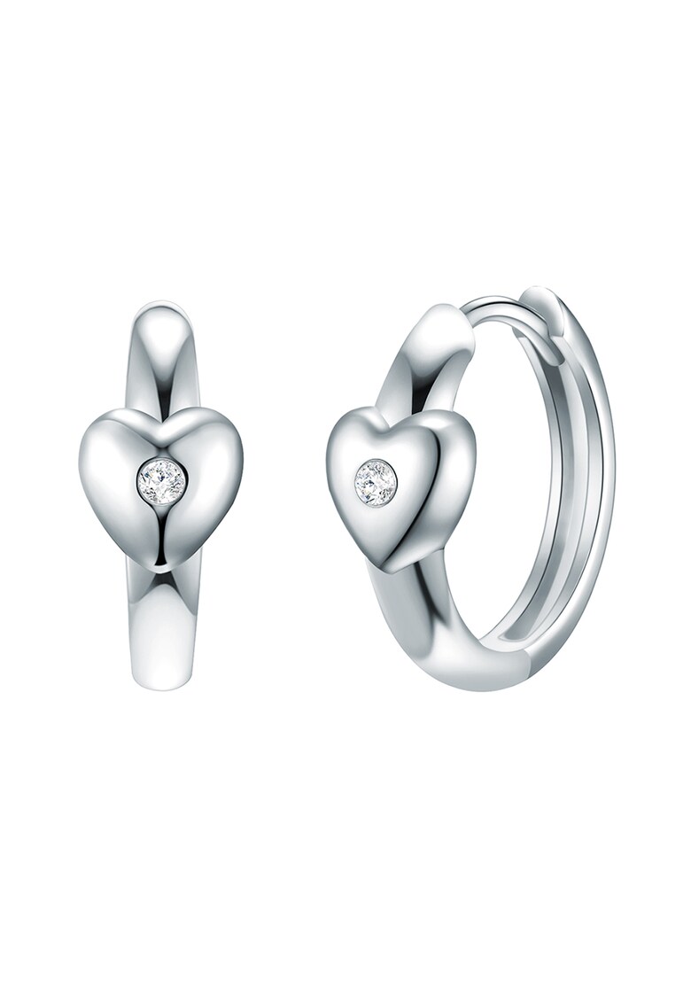 Cercei rotunzi de argint veritabil 925 decorati cu talisman cu diamant in forma de inima fashiondays.ro