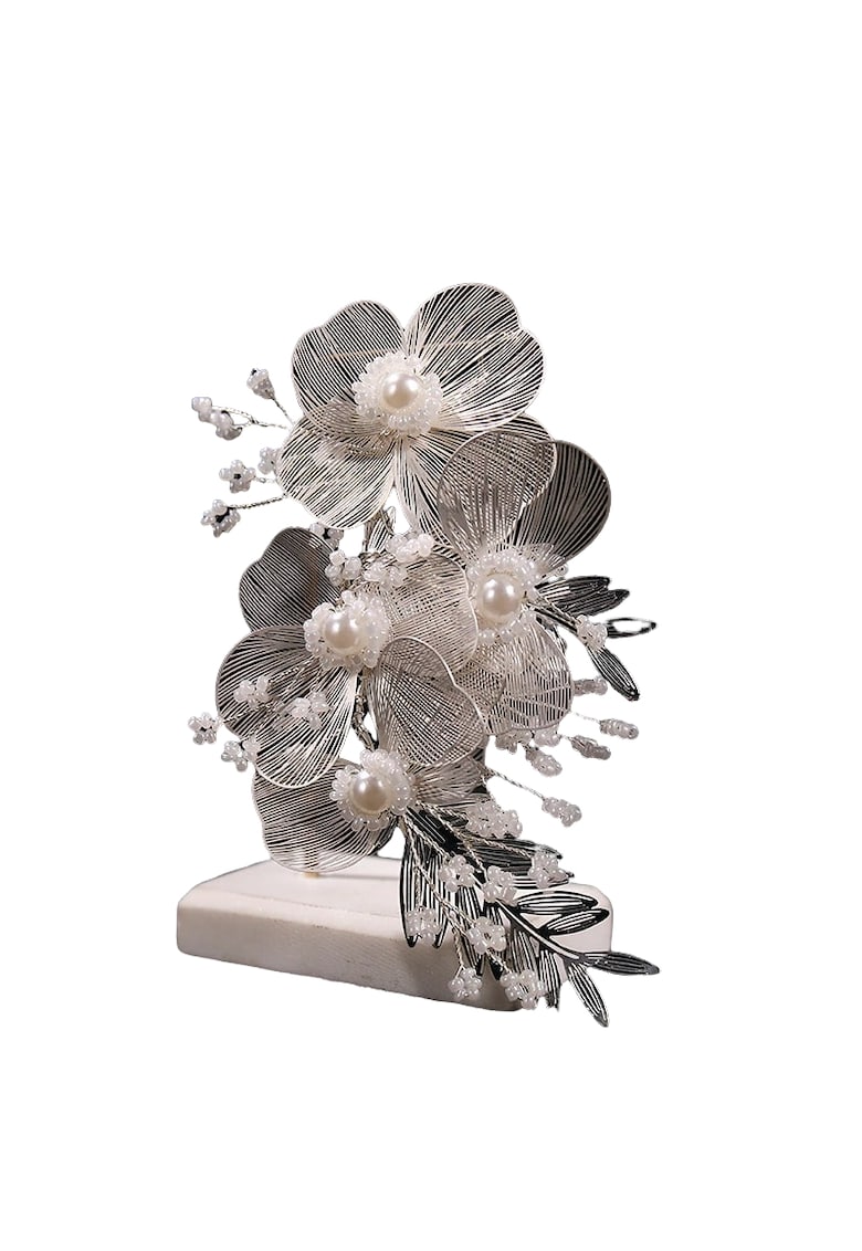 Accesoriu de par - argintiu - cu flori si pietre - Larsine C10 -