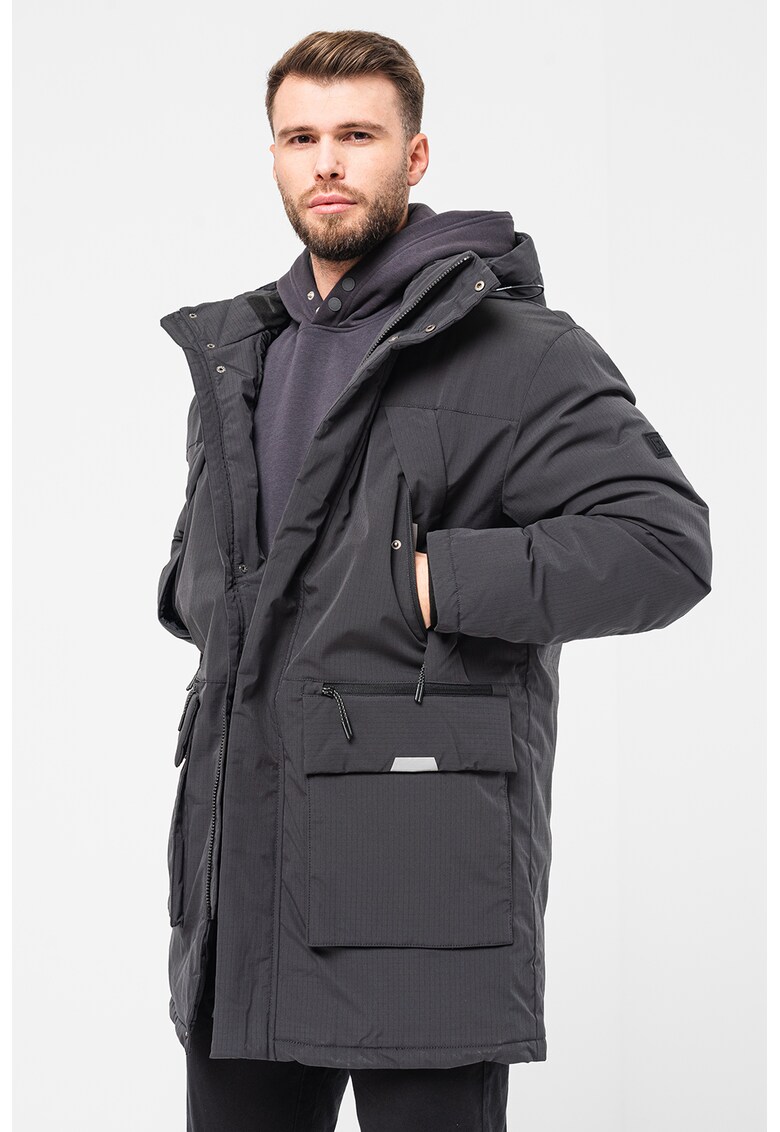 Geaca parka cu buzunare multiple Arctic - Negru stins