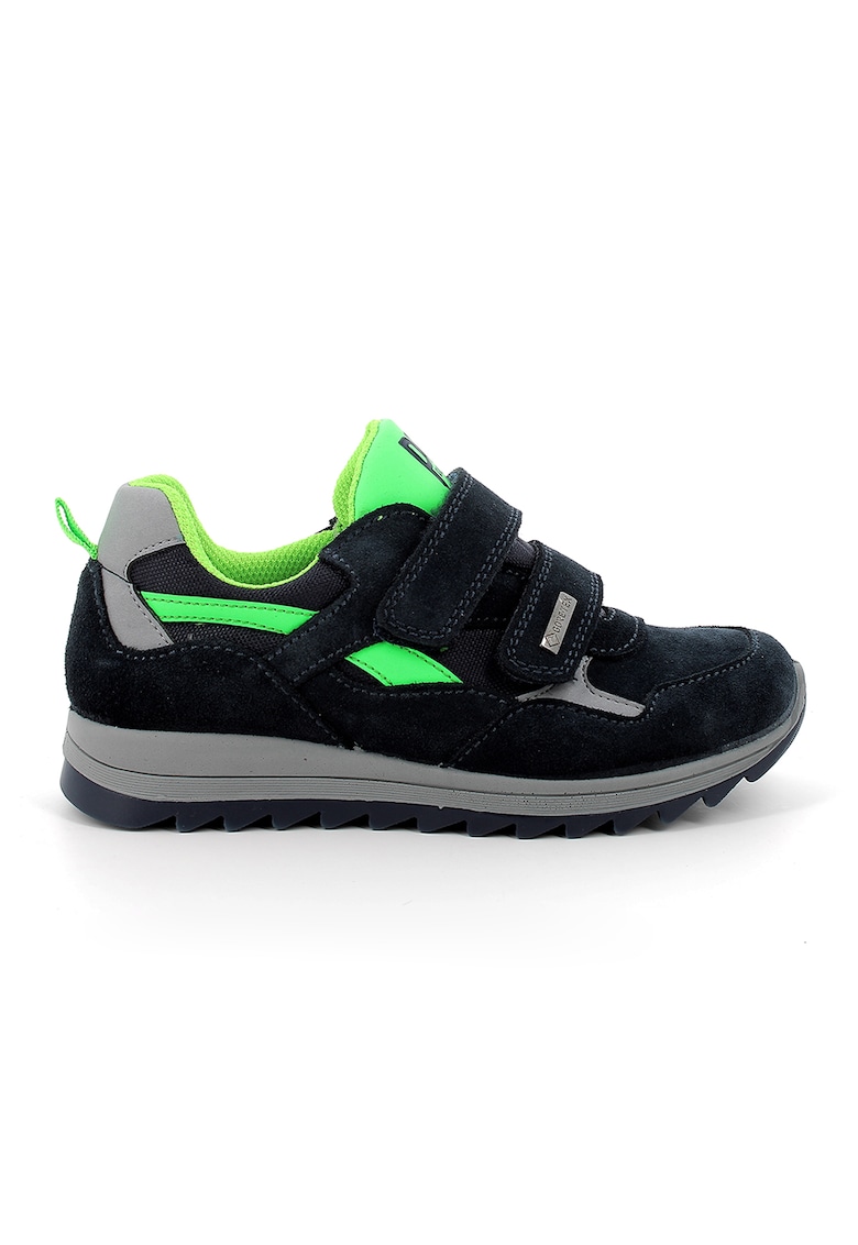 Pantofi sport de piele intoarsa cu velcro si garnituri contrastante