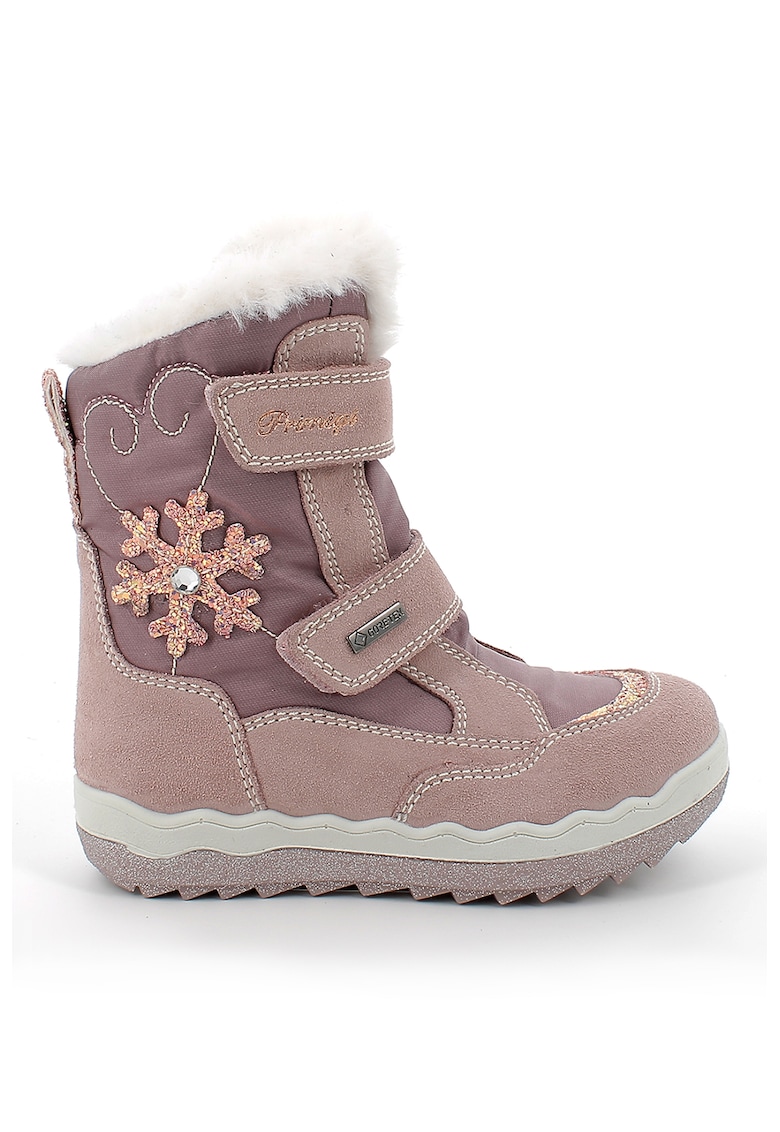 Cizme mid-calf de piele intoarsa cu aspect stralucitor