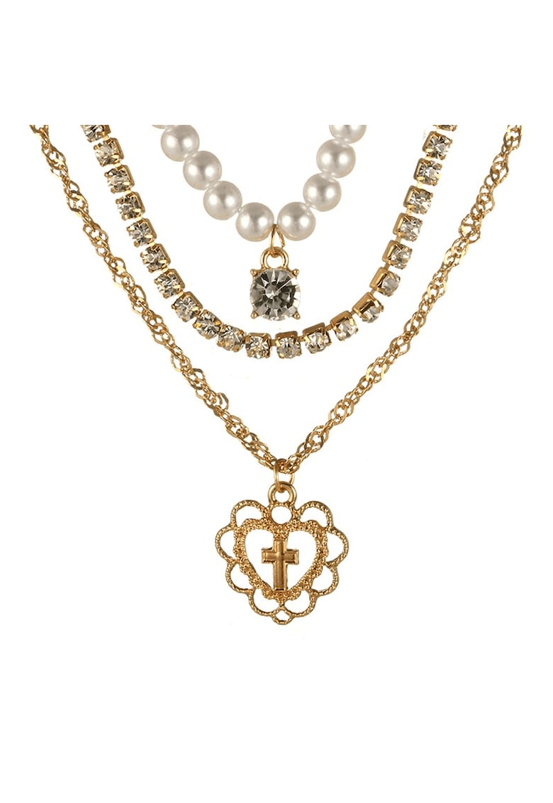 Set 3 coliere - aurii - cu perle si pietre - Magna C29 -