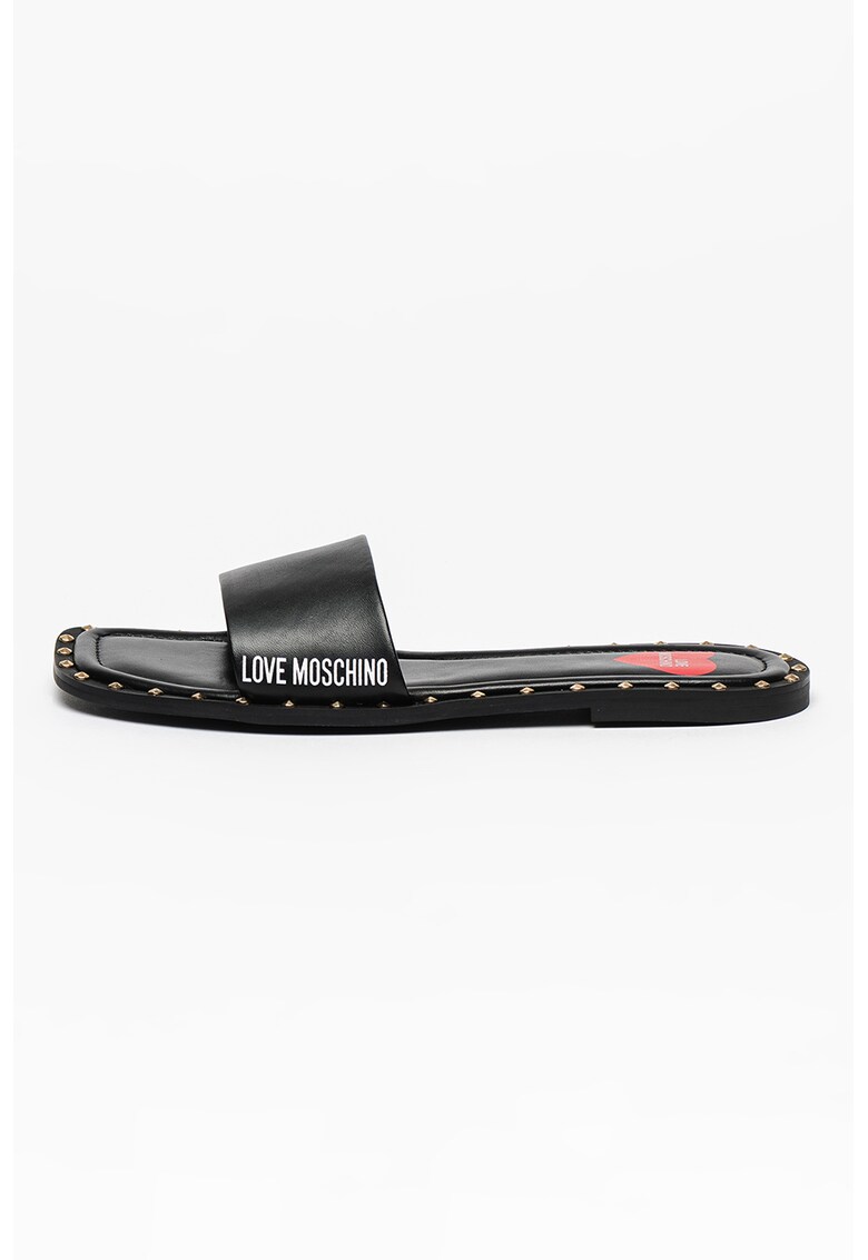 Love Moschino Кожени чехли с контрастно лого за Жени Love Moschino Кожени чехли с контрастно лого за Жени