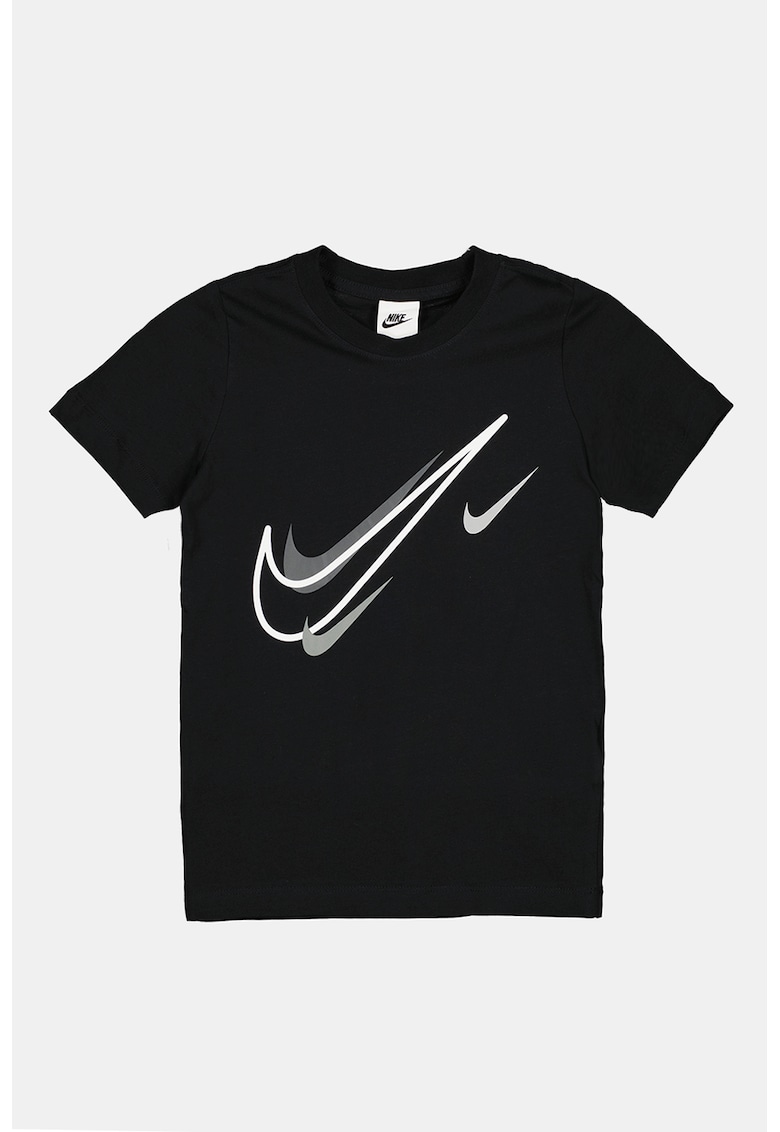 Tricou cu decolteu la baza gatului si imprimeu logo Nike BAIETI