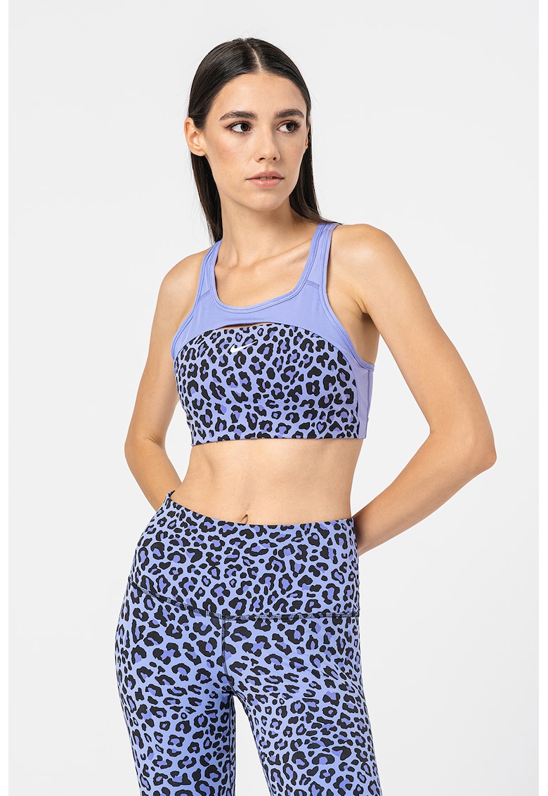 Bustiera fara burete cu tehnologie Dri-Fit pentru antrenament Swoosh - Albastru lavanda