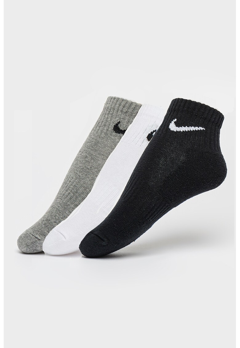Set de sosete pana la glezna - cu tehnologie Dri-FIT Everyday Cush - 3 perechi - Alb/Negru/Gri