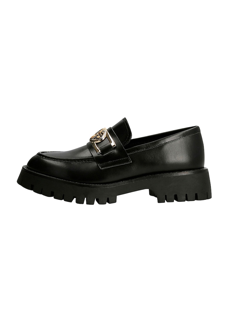 Pantofi loafer din piele cu monograma metalica