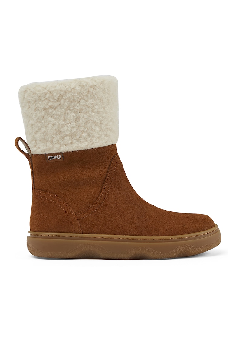 Cizme mid-calf de piele cu insertie de blana sintetica Kiddo 619 Cizme mid-calf de piele cu insertie de blana sintetica Kiddo 619