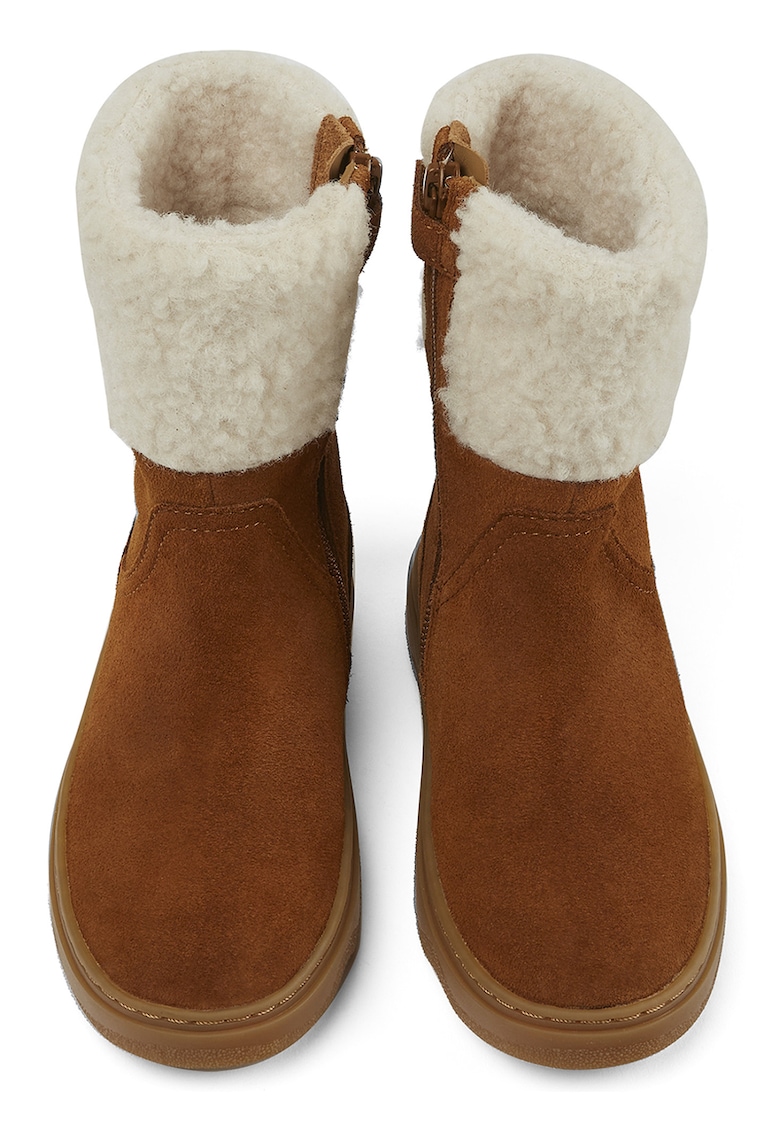 Cizme mid-calf de piele cu insertie de blana sintetica Kiddo 619
