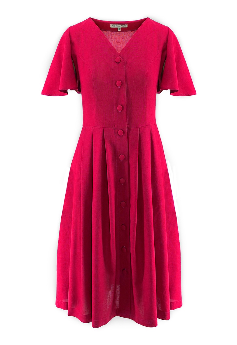 Rochie din amestec de in cu decolteu in V