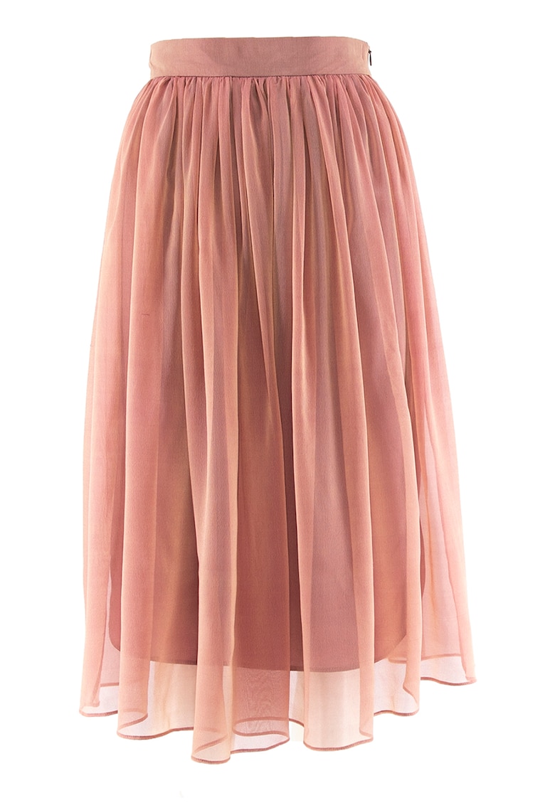 Fusta midi de matase - Piersica