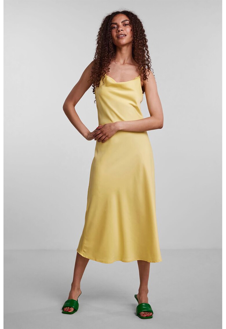 Rochie de satin cu decolteu drapat Dottea