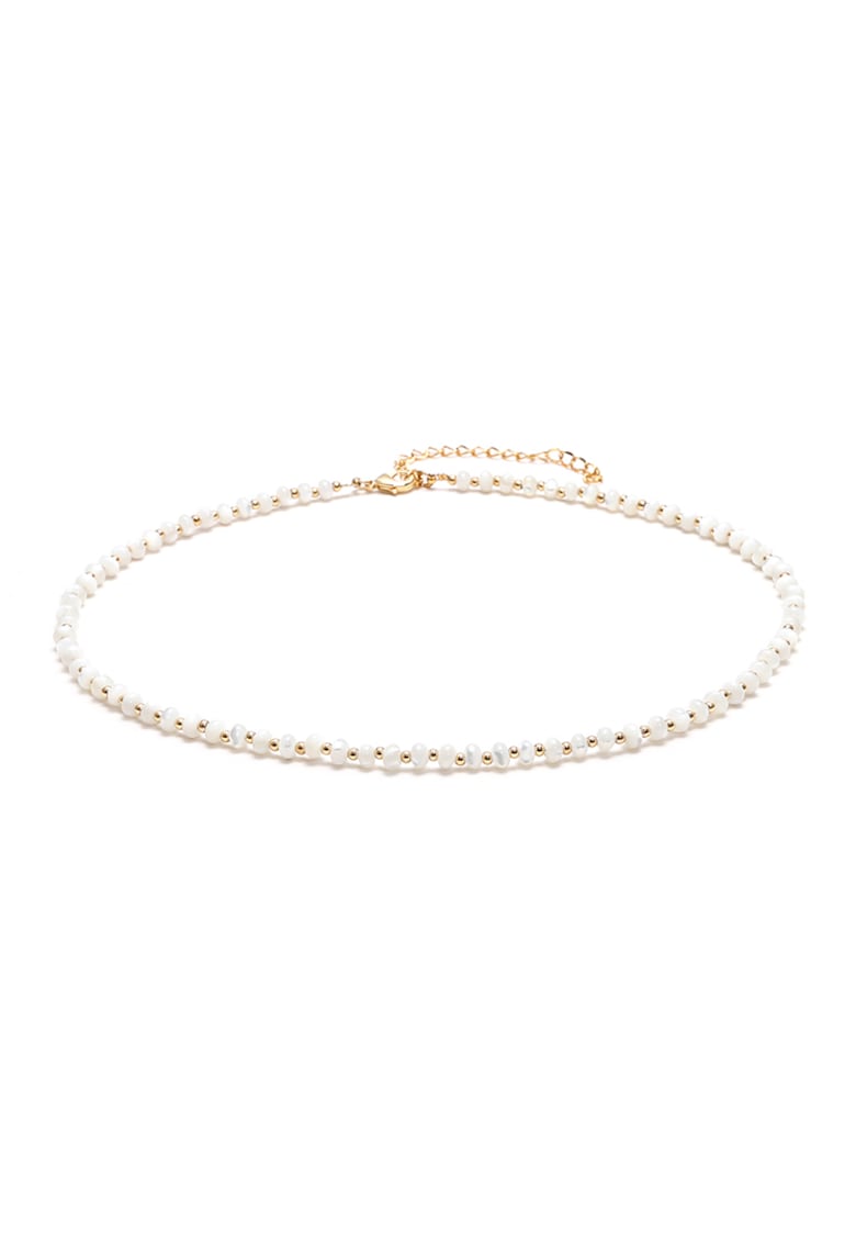 Colier choker placat cu aur 18 K - elegant - Kamia - 35 cu 7cm - Alb/Auriu