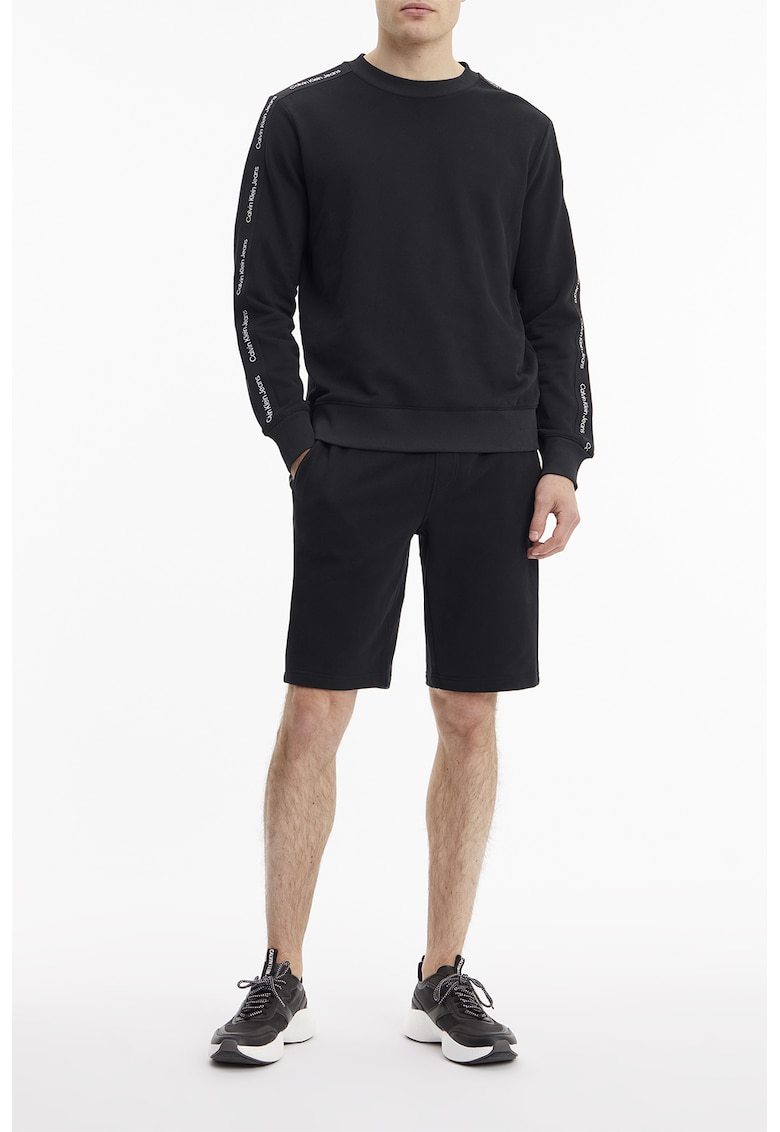 Calvin Klein Jeans Bluza sport cu decolteu la baza gatului si benzi logo contrastante - Negru -