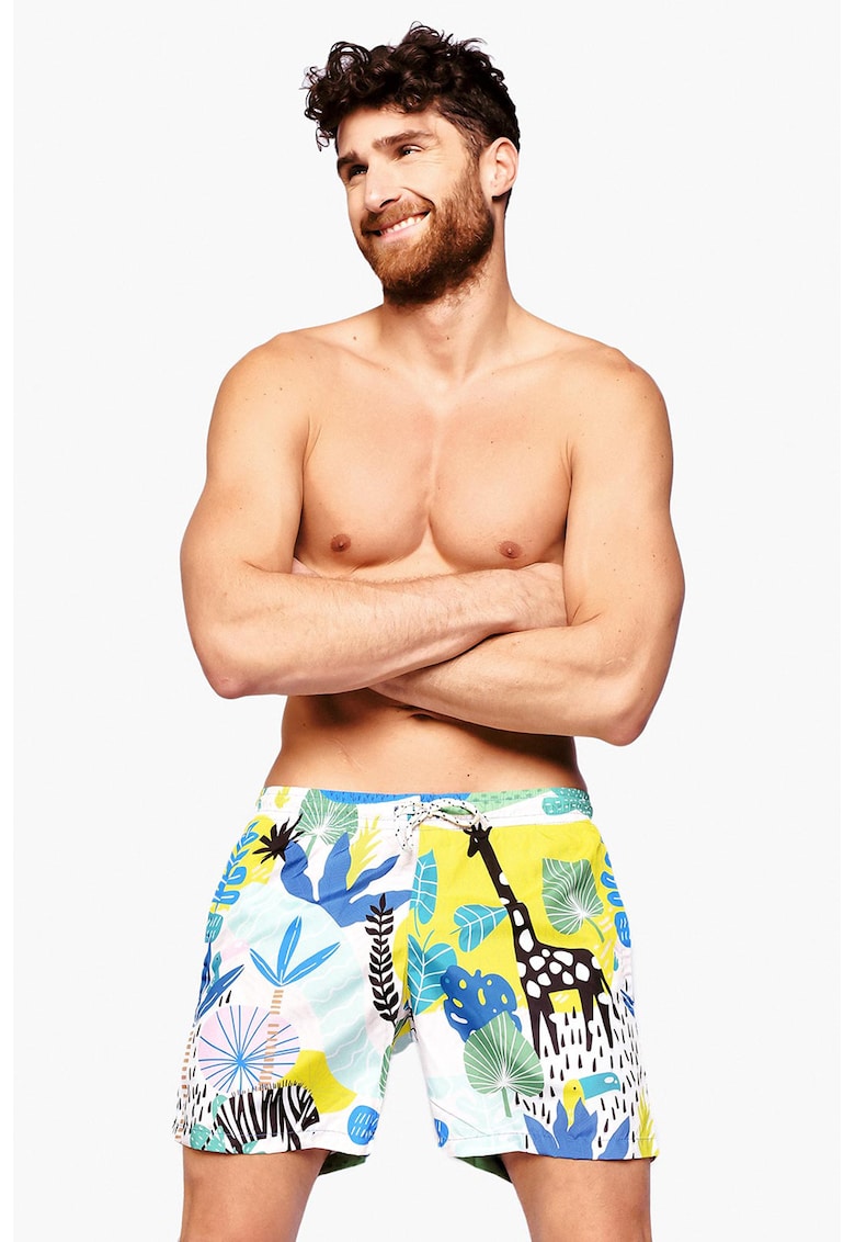 Pantaloni scurti de baie cu model tropical Bărbaţi 2023-10-03