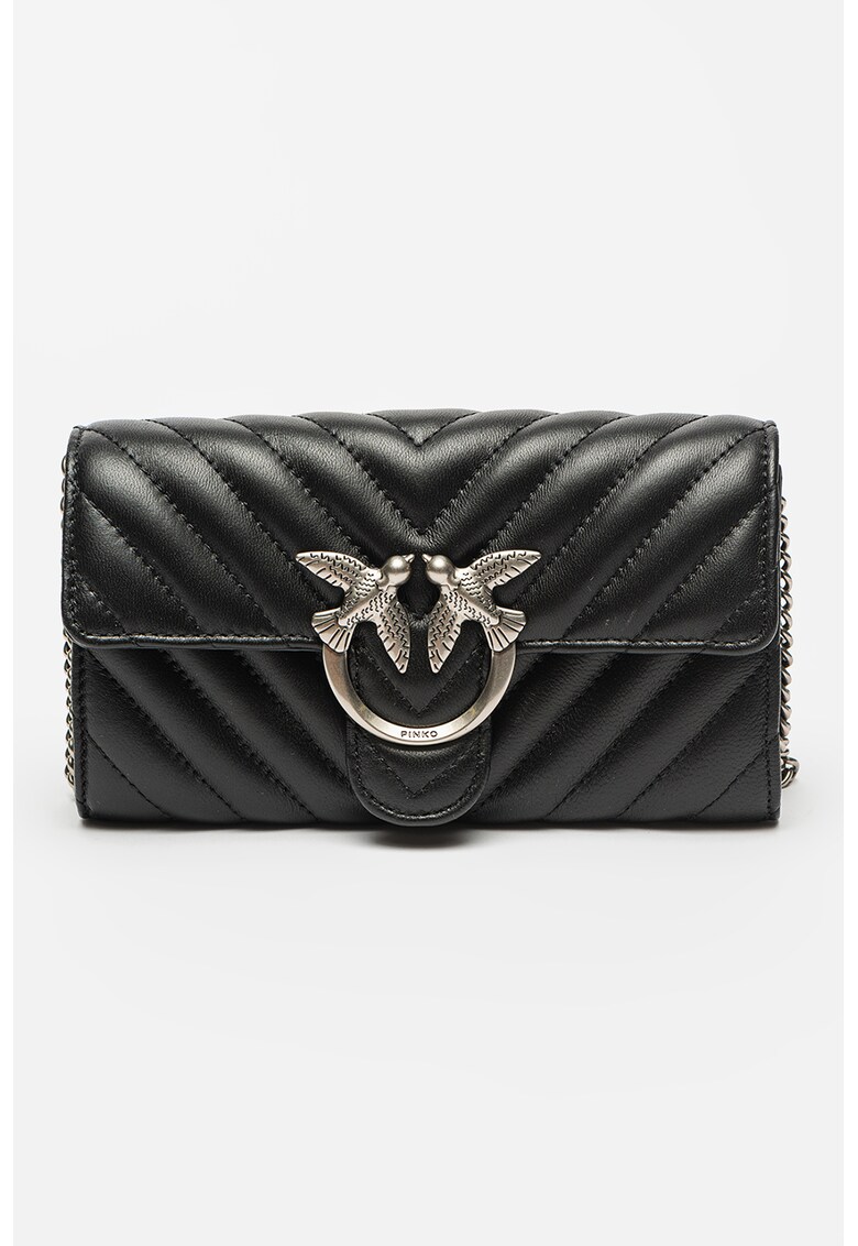 Geanta crossbody matlasata - cu aplicatie metalica Love
