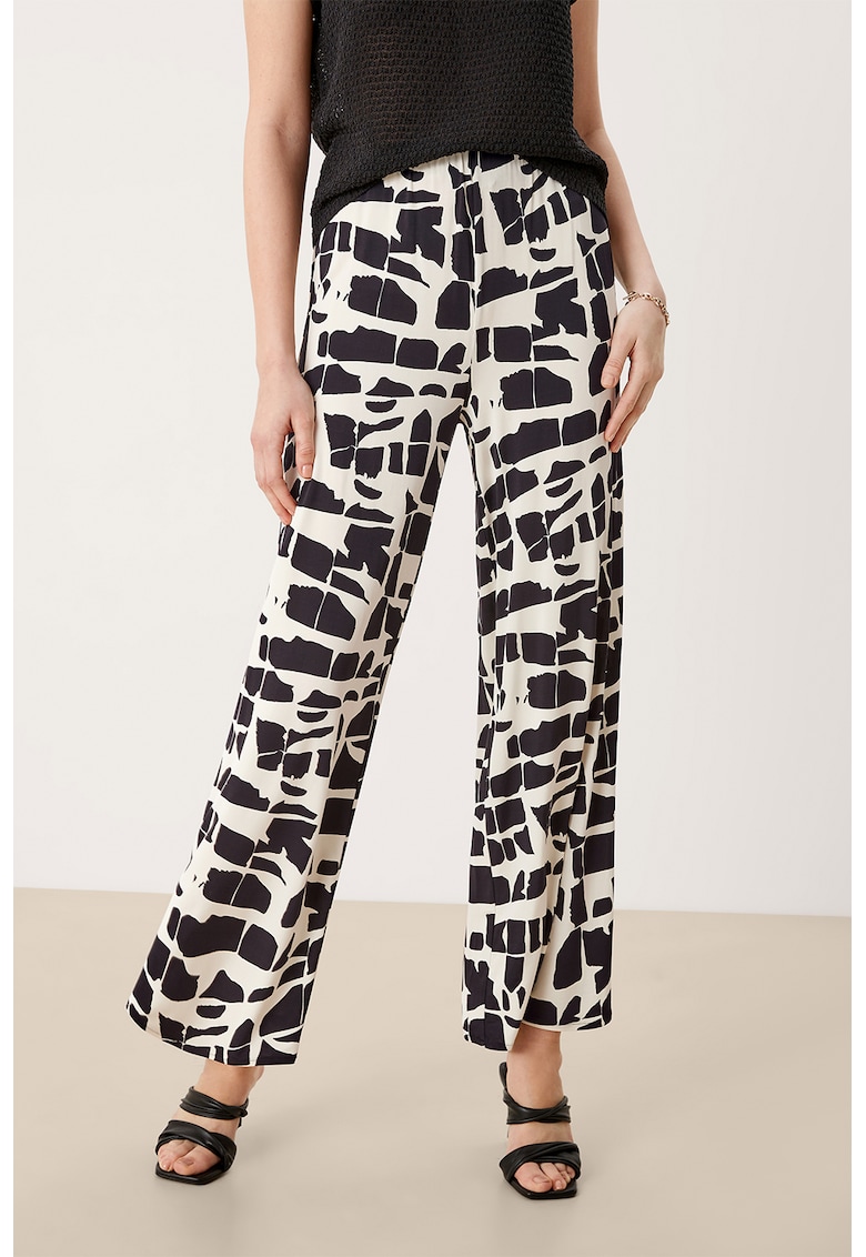Pantaloni cu croiala ampla si imprimeu abstract