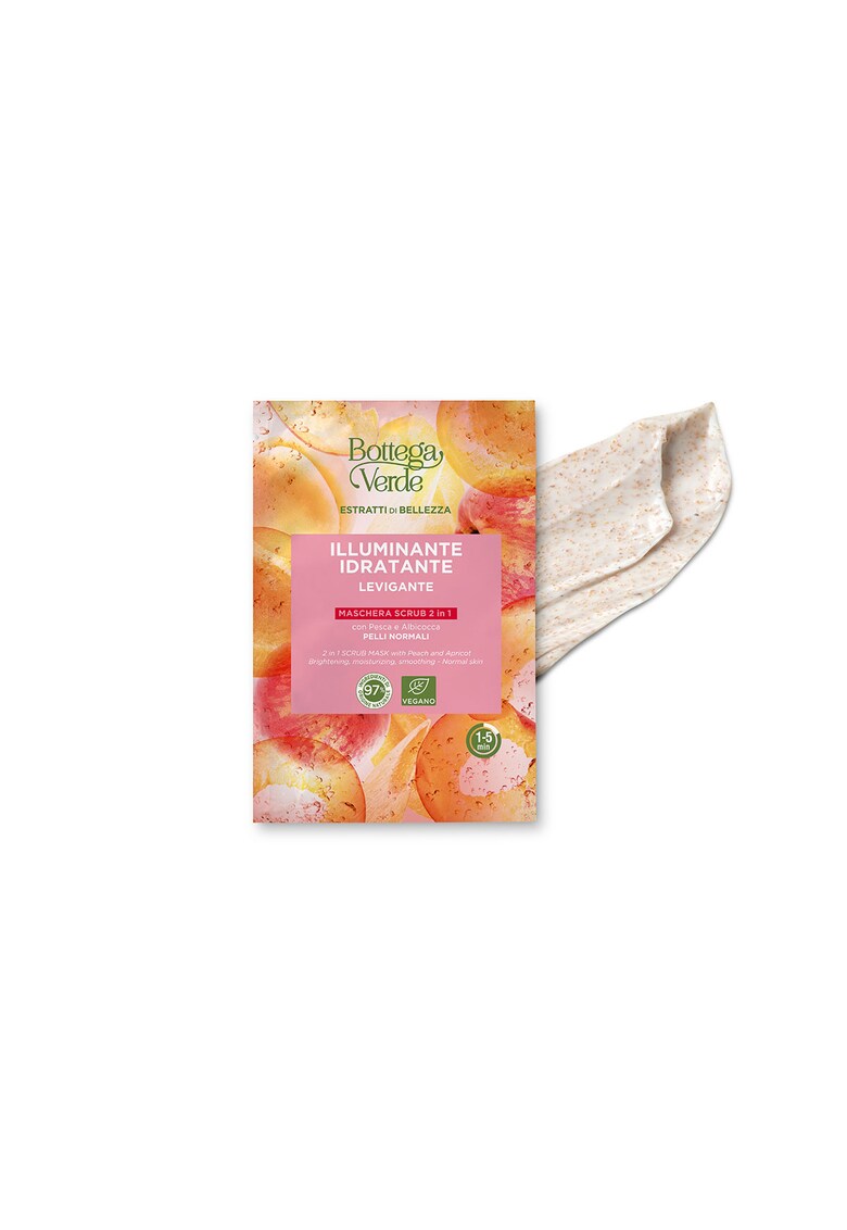 Masca exfolianta 2 in 1 - pentru toate tipurile de ten - cu extract de piersici si caise - Estratti di Bellezza - 8 ML -