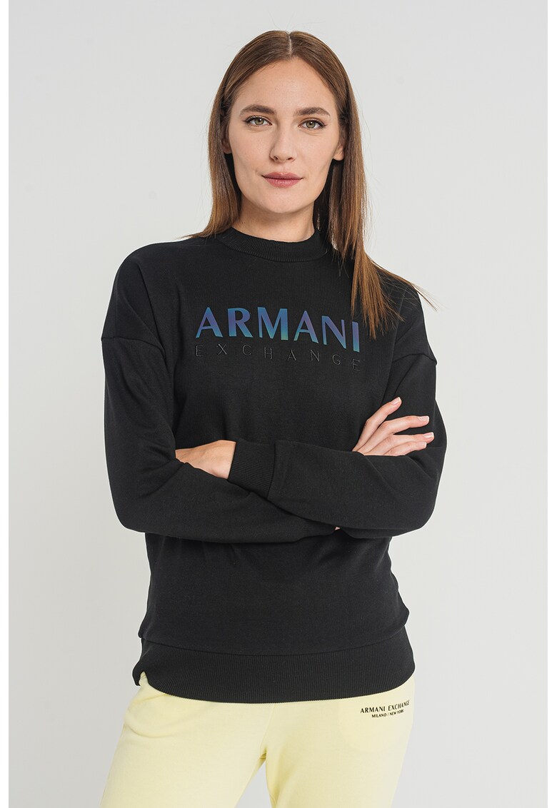 Bluza sport cu decolteu la baza gatului si imprimeu logo supradimensionat ARMANI EXCHANGE Armani Exchange