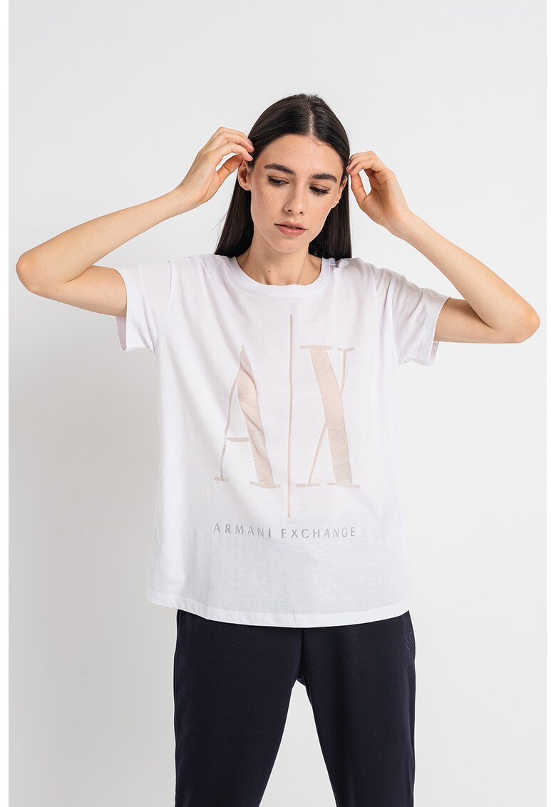 Tricou supradimensionat cu imprimeu logo Armani Exchange