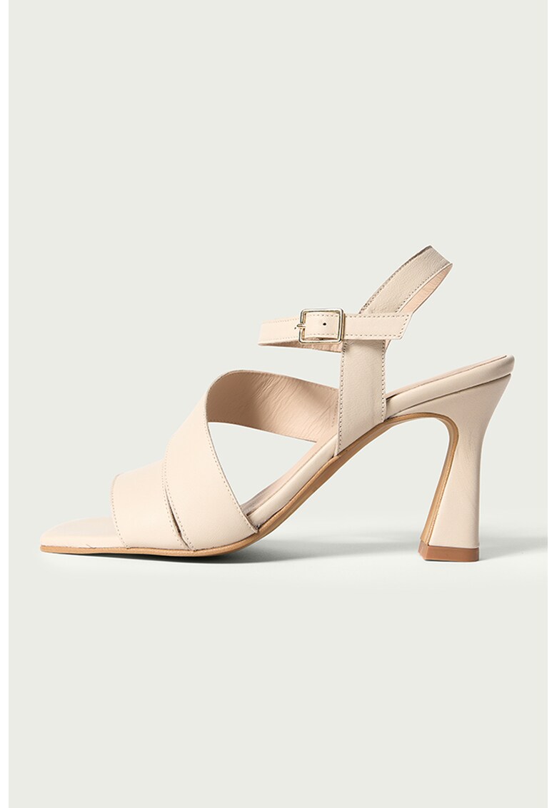 Sandale de piele cu toc Gloria - Bej