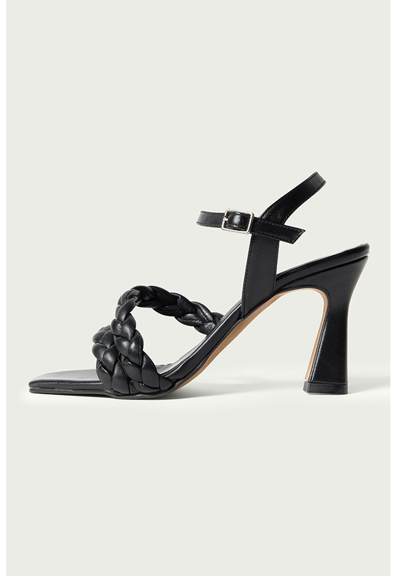 Sandale de piele cu barete impletite Ayana - Negru