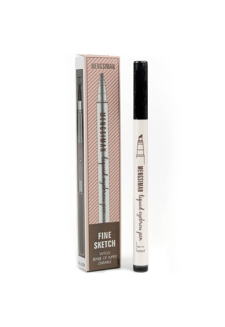 Stilou tatuaj pentru Sprancene cu Efect de Microblading Mengsiman - Rezistent la apa - Fine Sketch - 01 Negru