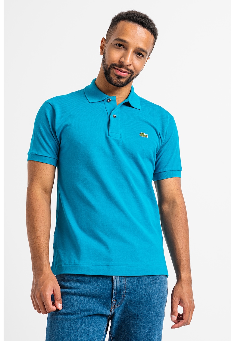 Tricou polo regular fit din material pique