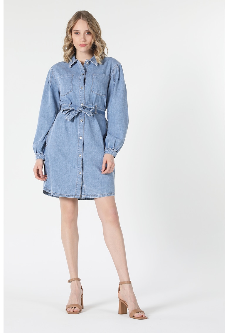 Rochie de denim cu maneci bufante