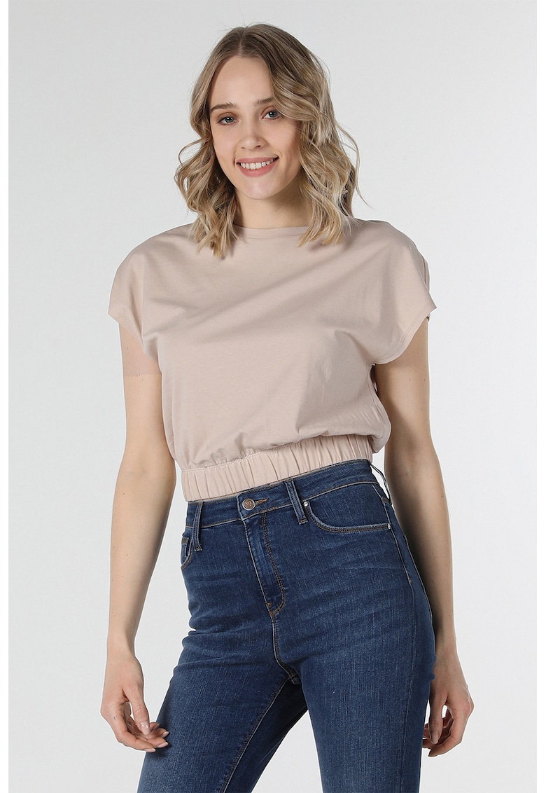 Tricou crop cu terminatie elastica