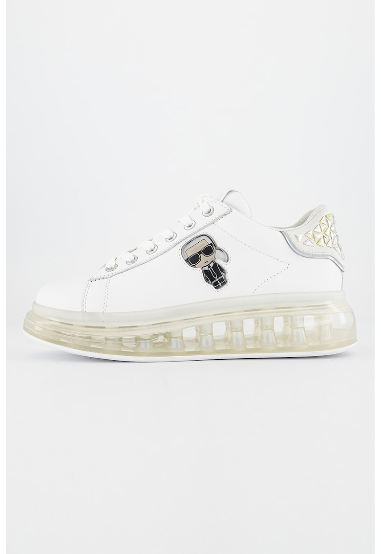 Pantofi sport cu segmente de piele - Alb