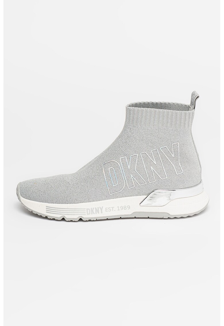 Pantofi sport cu parte superioara tricotata si logo Nona DKNY imagine noua