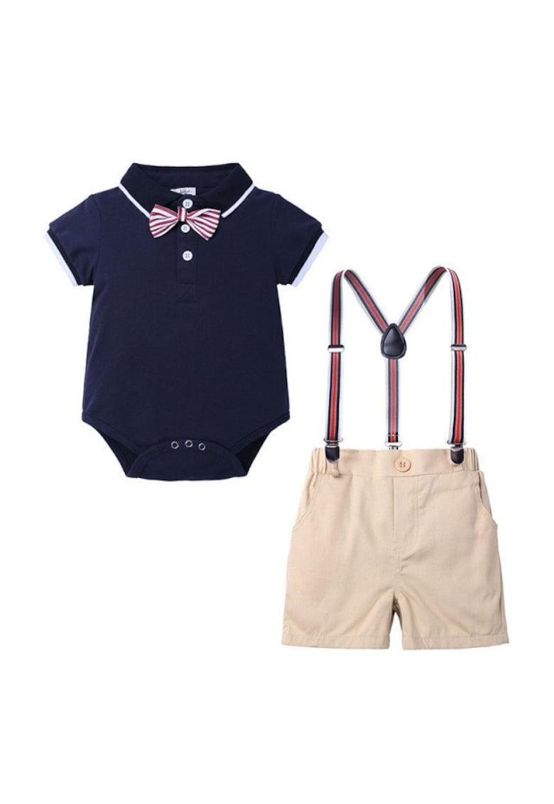 Costum Cu Body Tip Polo - Uni - Elegant - Baieti - Maneca scurta - Multicolor