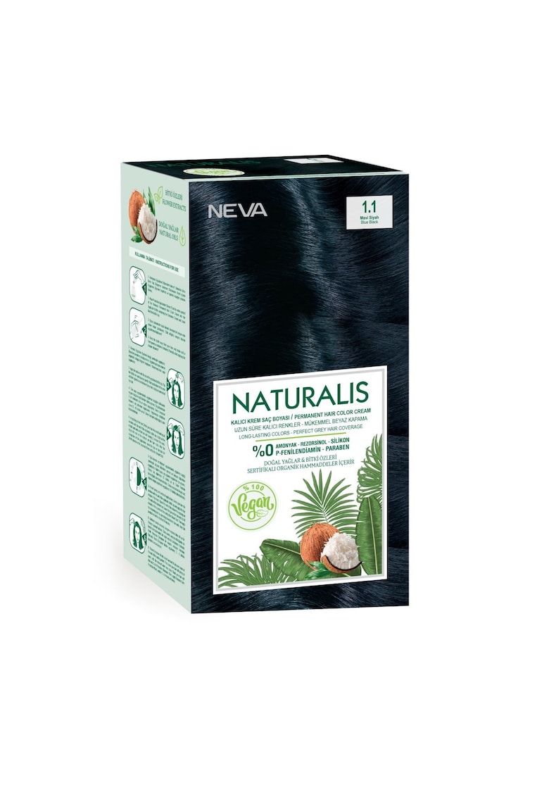 Vopsea de par vegana fara amoniac - Negru Albastrui 1.1 - Naturalis - 150 ml Vopsea de par vegana fara amoniac - Negru Albastrui 1.1 - Naturalis - 150 ml