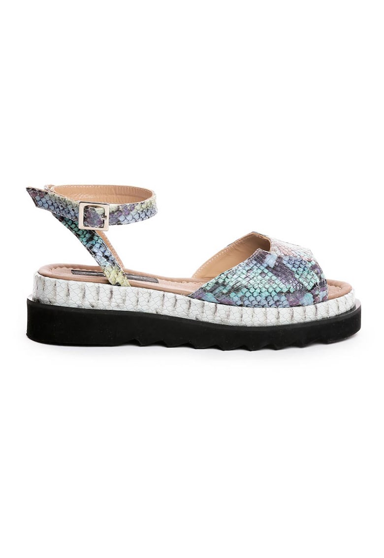 Sandale wedge de piele cu imprimeu piele de sarpe Brooklyn