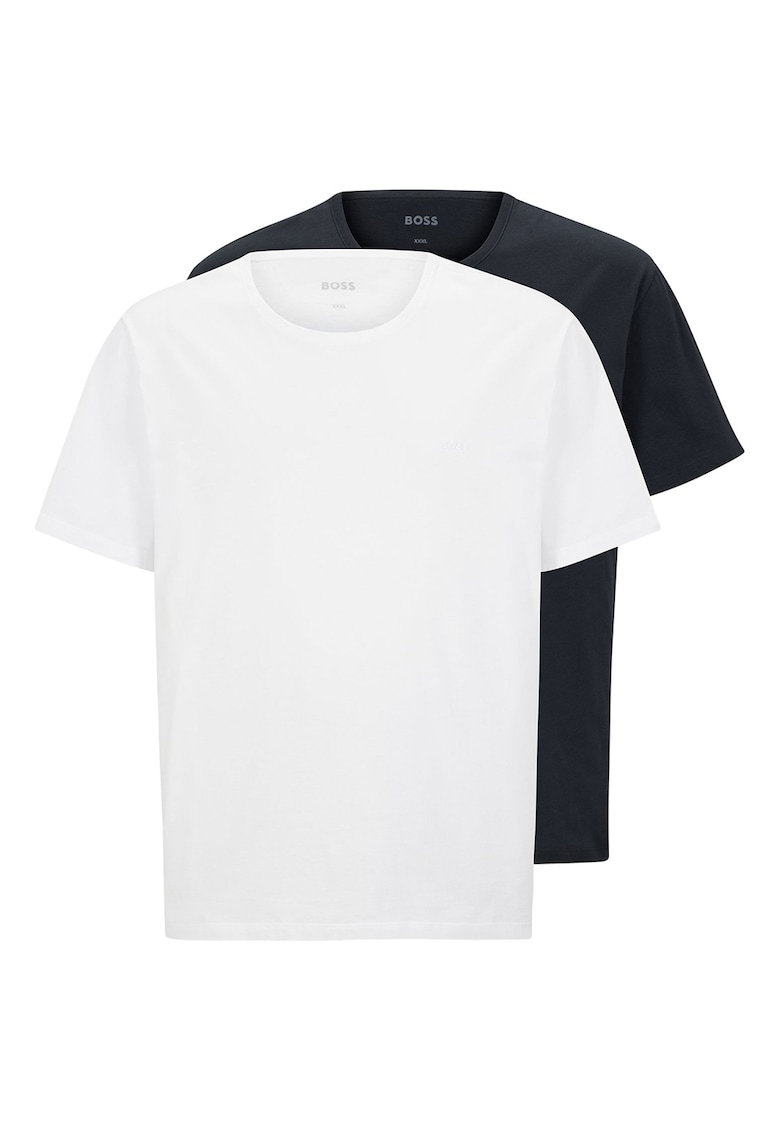 Set de tricouri de casa - din bumbac - 2 piese - Alb/Bleumarin