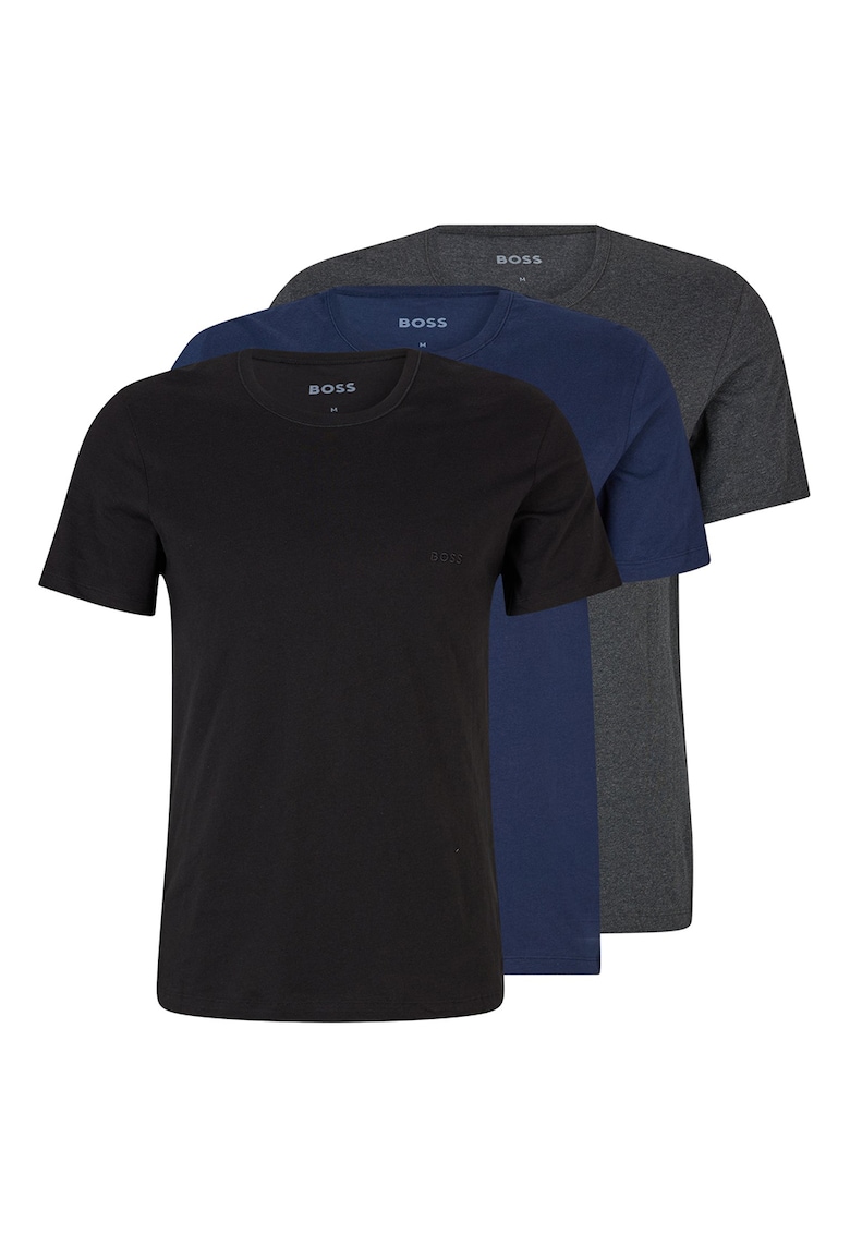 Set de tricouri de casa cu detaliu logo - 3 piese - Negru/Bleumarin