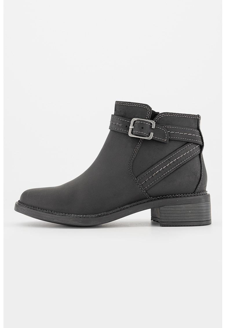Botine de piele nabuc Maye-Strap - Negru