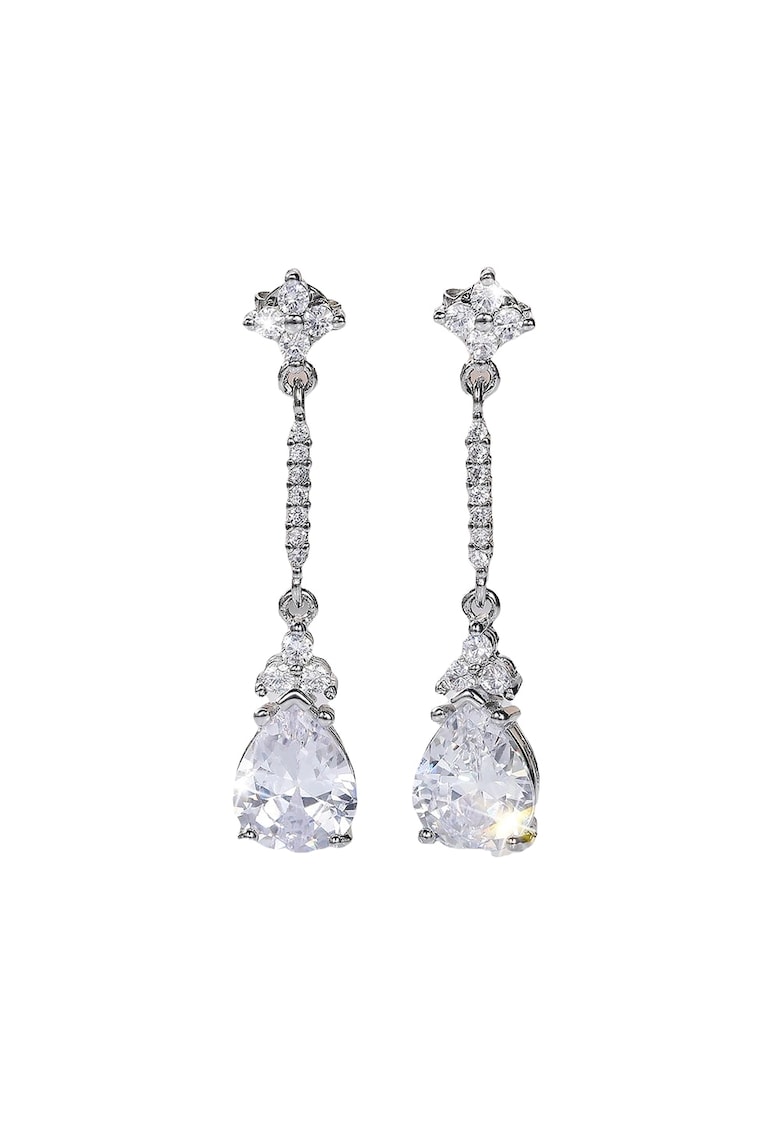 Cercei argintii - lungi - cu pietre din zirconiu - Natalia C15 -