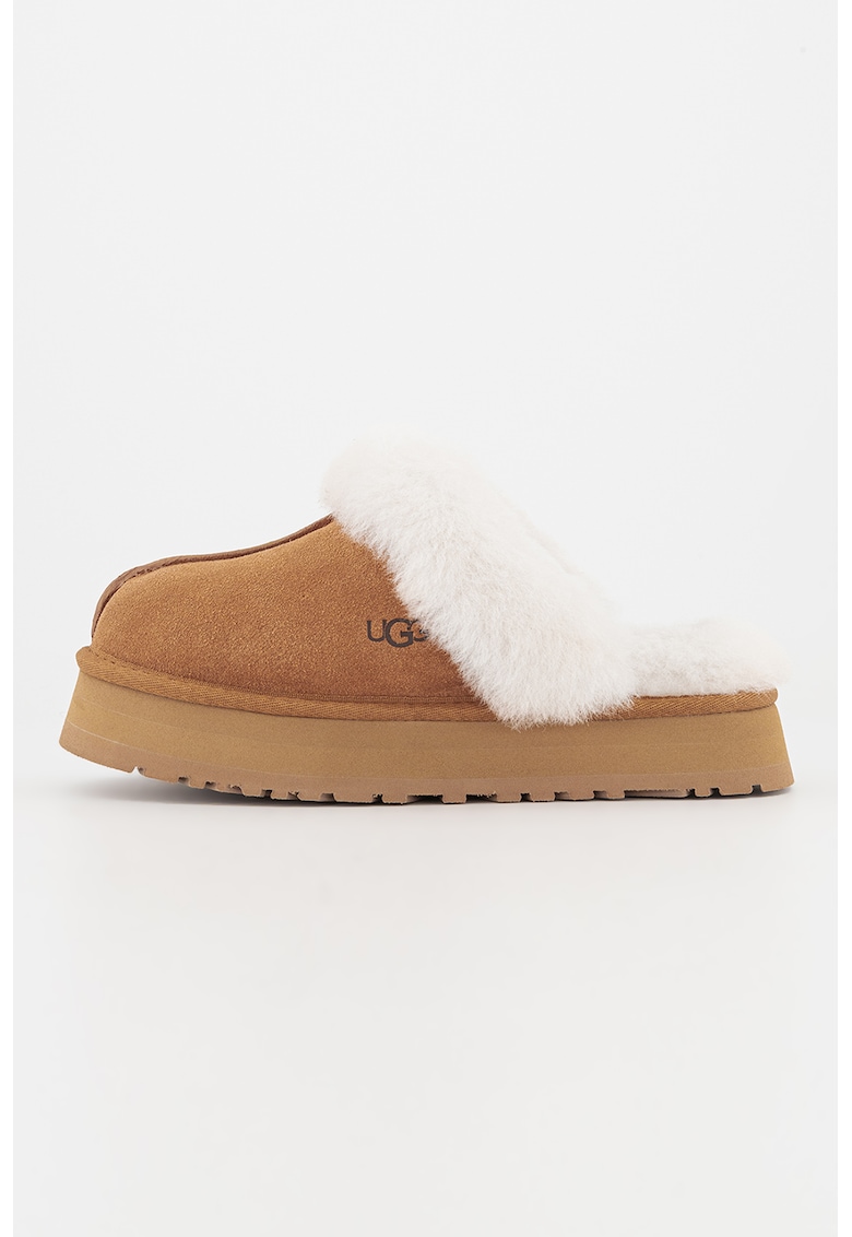 Papuci de casa din piele intoarsa cu captuseala din lana Disquette