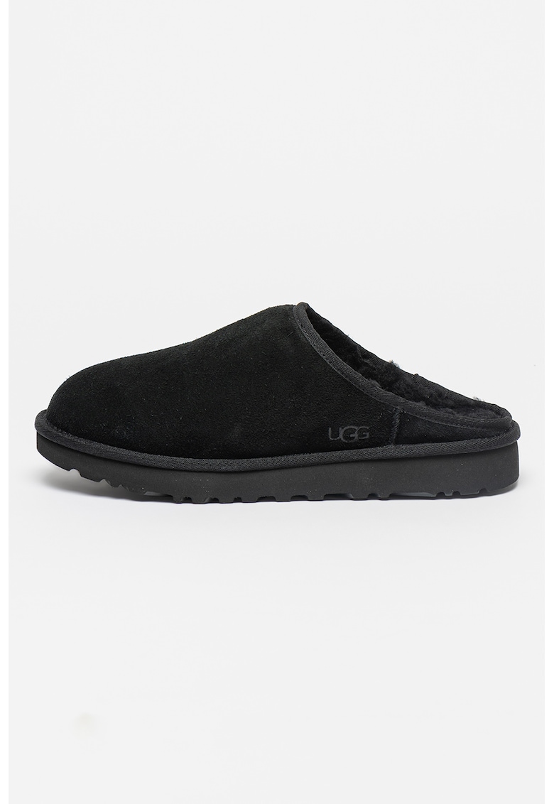 Papuci de casa de piele intoarsa Classic - Negru